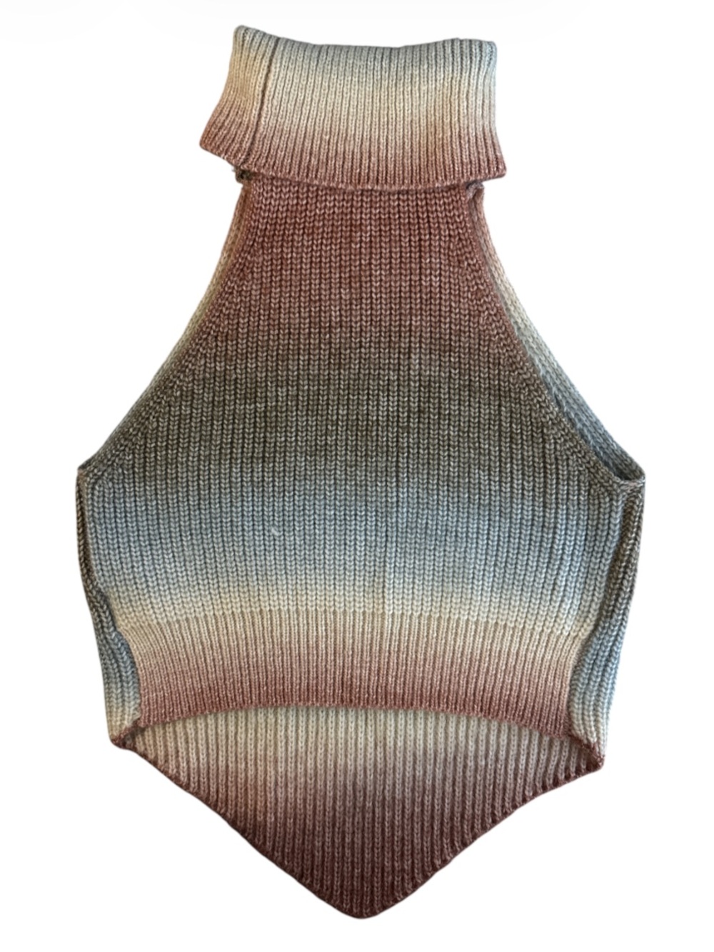 SHEIN Ombre Ribbed Cowl Halter Knit Tank - Brown, Blue, Cream